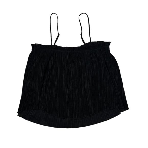 Madewell Texture & Thread Nicole Micropleat Ruffle Tank Top Black Small - Picture 3 of 8